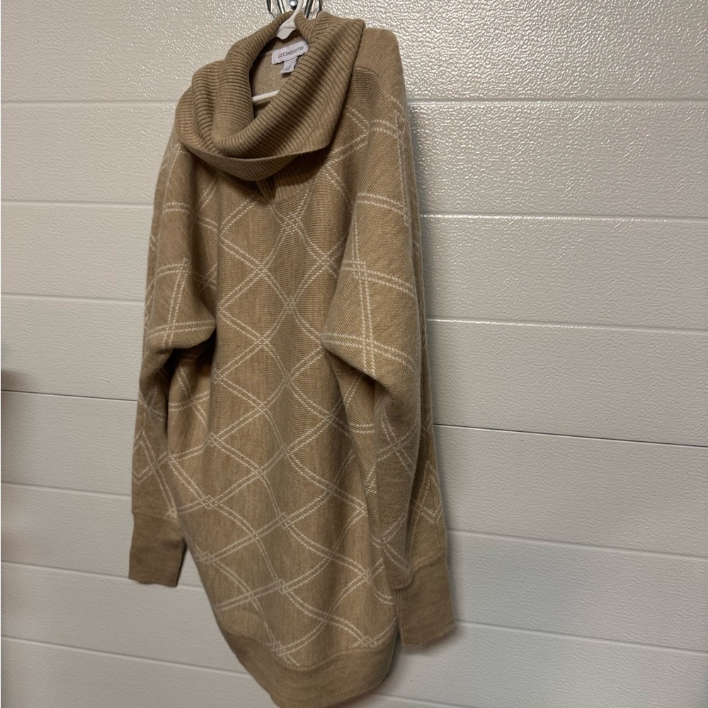 Liz Claiborne Beige Cowl Neck Sweater